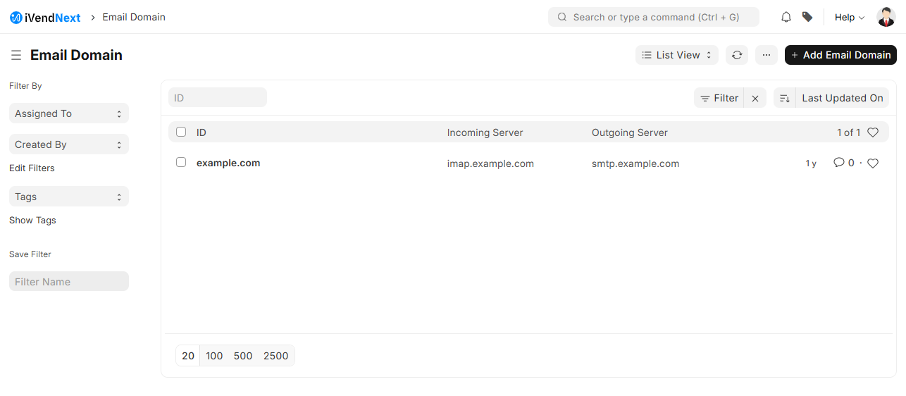 Email Domain List View